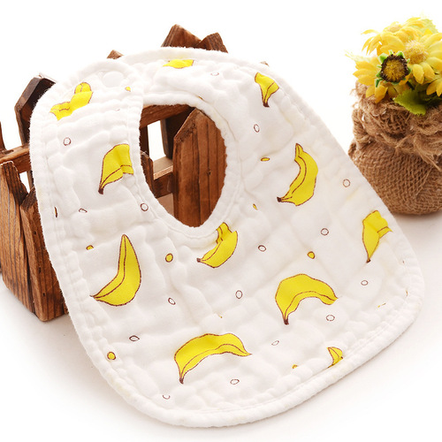 Infant pure cotton 8-layer gauze bib U-shaped bib children's saliva napkin without fluorescent agent snaps easy to clean