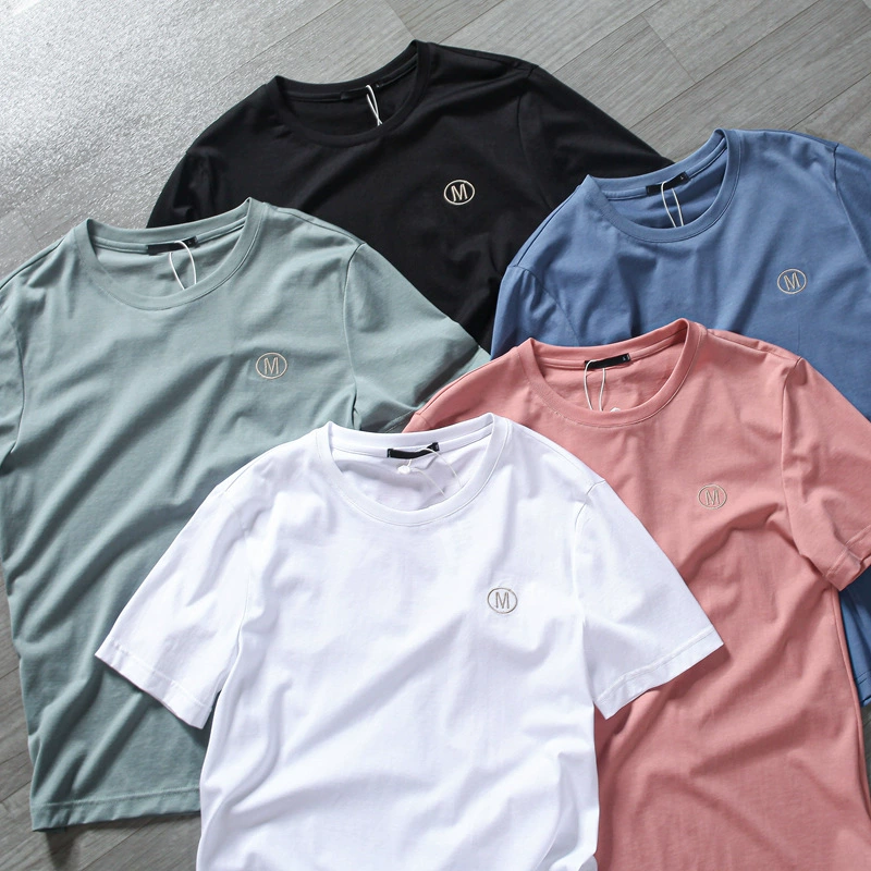 Вышитые буквы M! Сотня стирок не B форма! Внешняя мужская одежда Factory Cut Label Tail Товары с круглым воротником Этикетка Футболка с короткими рукавами