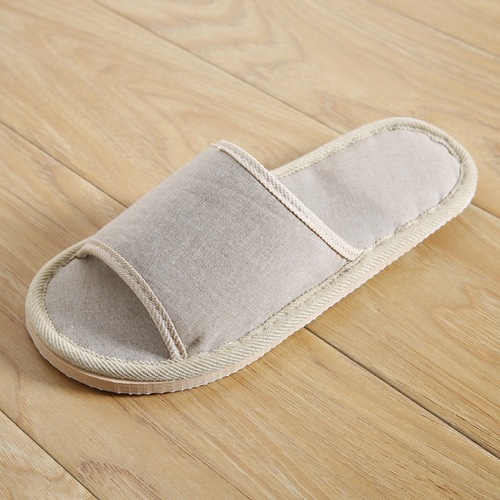 Four Seasons Retro Solid Color Coarse Cloth Hotel B&B Home Slippers Female Couple Simple Indoor EVA Floor Cotton Slippers