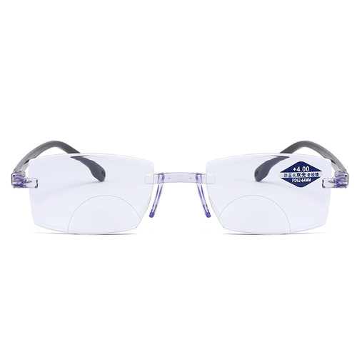 Running around, street stall supply, frameless edge-cut anti-blue light, smart zoom reading glasses, dual-light reading glasses