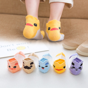 Children's Socks Korean Summer New Ice Silk Mesh Cartoon Baby Boat Socks Men's and Women's Children's Socks Shallow Top Socks