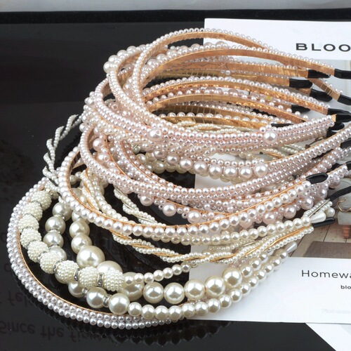 Pearl Hair Band Bridal Hair Accessory Hand-woven Pearl Knotting Braided Butterfly Knot Crown Hair Pin for Women Hair Accessory Wholesale