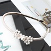 Headband from pearl for bride, woven hair accessory handmade with pigtail with bow, wholesale