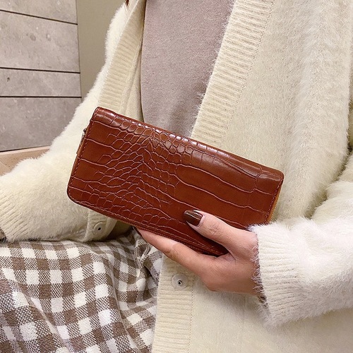 Crocodile pattern clutch bag ladies purse French pattern long zipper clutch women's wallet wallet ladies purse