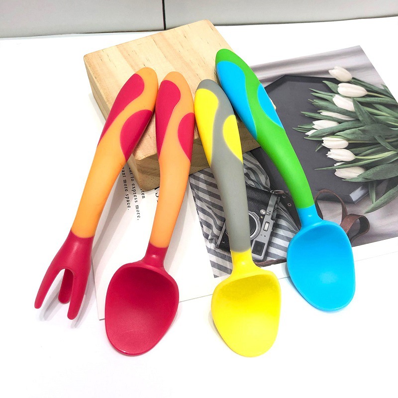 Baby Learning to Eat Training Spoon Elbow Fork Spoon Set Baby Supplementary Spoon Bendable Children's Tableware Twisted Spoon