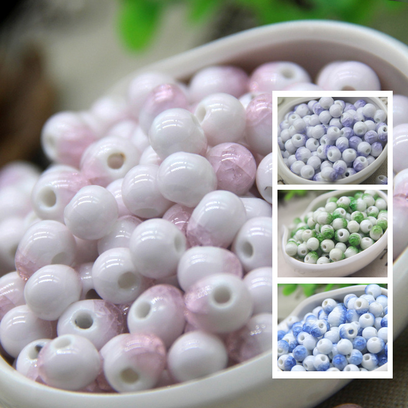 Fuchsia purple blue green yellow beads