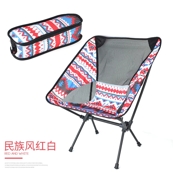 Red and White-National Wind Folding Chair