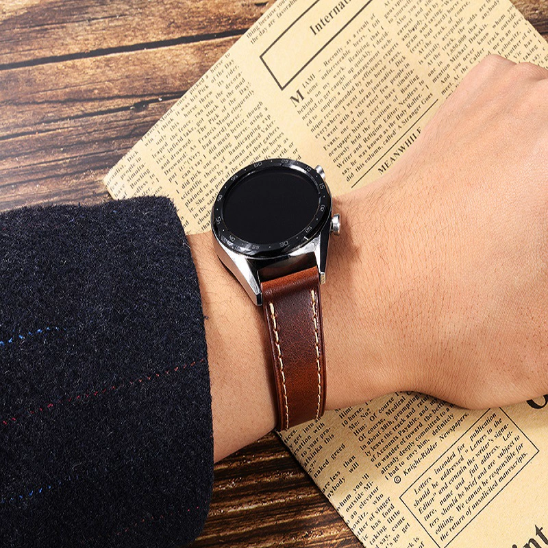 Подходит для Samsung Gears3ticWatch Huami Watch Moto360 тонкая настоящая кожа кромка быстро снимается браслет