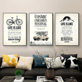 现代简约北欧客厅装饰画复古英文组合酒店会所家装挂画有框无框画