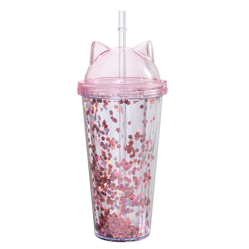 La imagen se puede fijar oreja de gato flash de película de doble capa taza