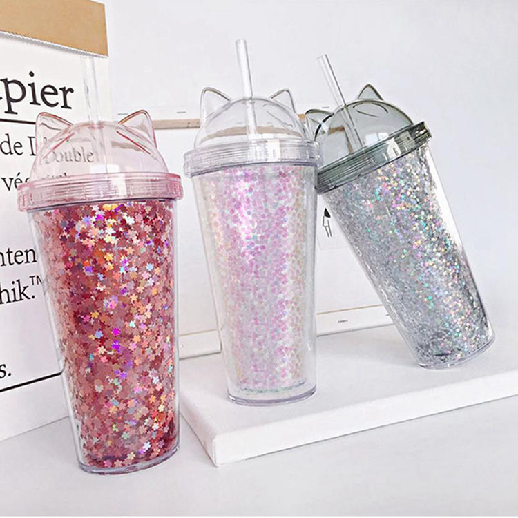 La imagen se puede fijar oreja de gato flash de película de doble capa taza