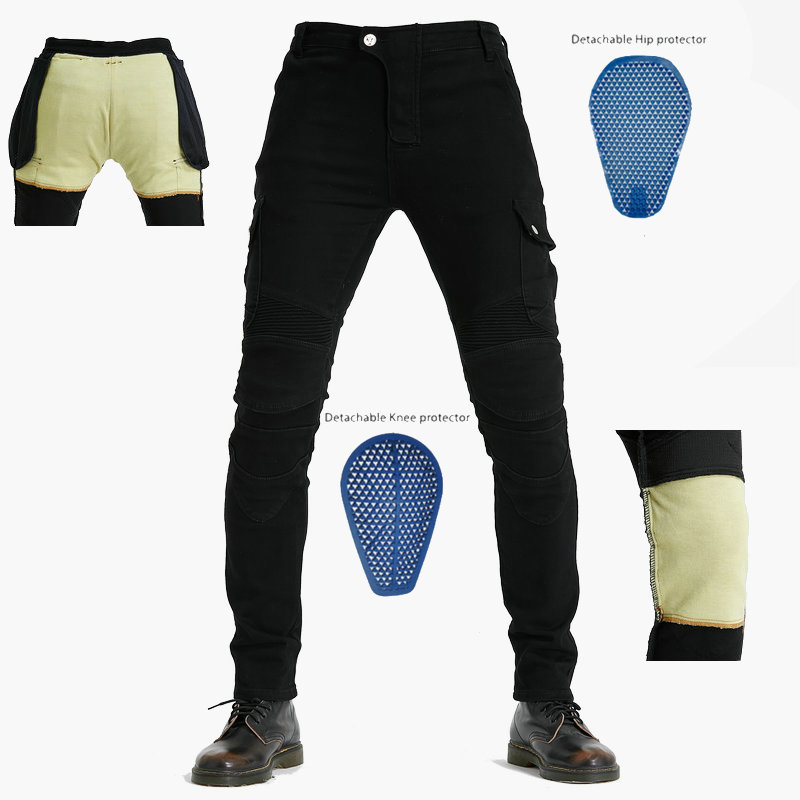 Pantalones vaqueros de la motocicleta hombres off-road camuflaje multi-bolsa overoles Kevlar máquina Shatter crianza Pantalones
