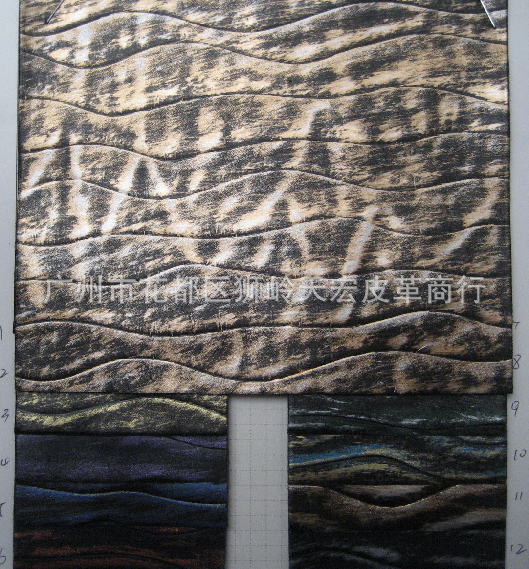 仿古花纹电波纹PU革 箱包革 礼品盒 包装盒PU人造革万人图案皮革