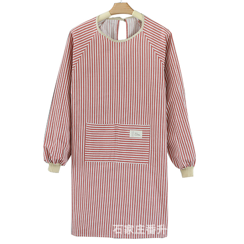 Delantal de limpieza a mano de moda para mujer cocina doméstica algodón y lino de manga larga backwear overol impermeable para adultos
