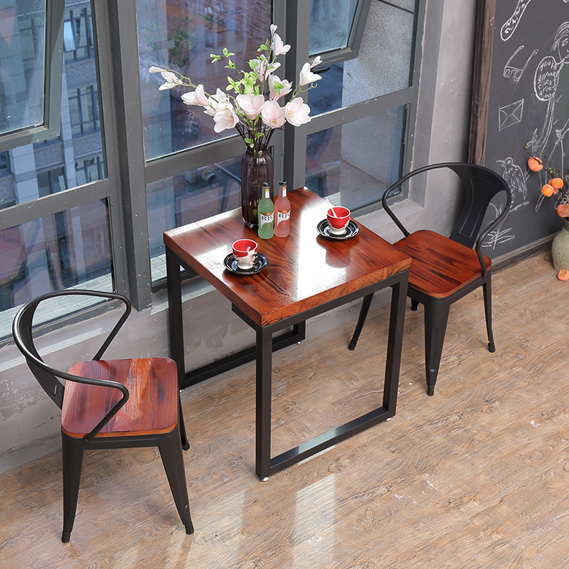 American Restaurant Bistro Tables and Chairs Western Restaurant Commercial Retro Bar Tavern Music Wooden Table Combination Cafe