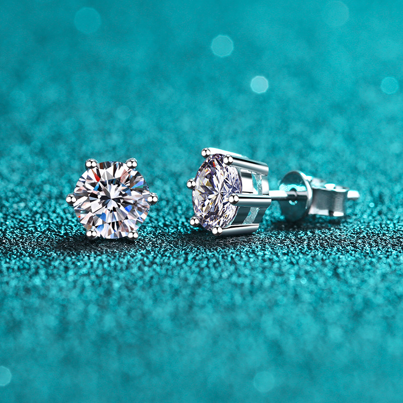 Orecchini a cerchio in moissanite colore d e argento sterling_voghion.com