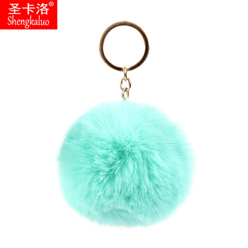 Elemento verde colgante cuerda llavero de peluche de piel artificial bolsa de lana corta colgante damas colgando bolsa accesorios al por mayor