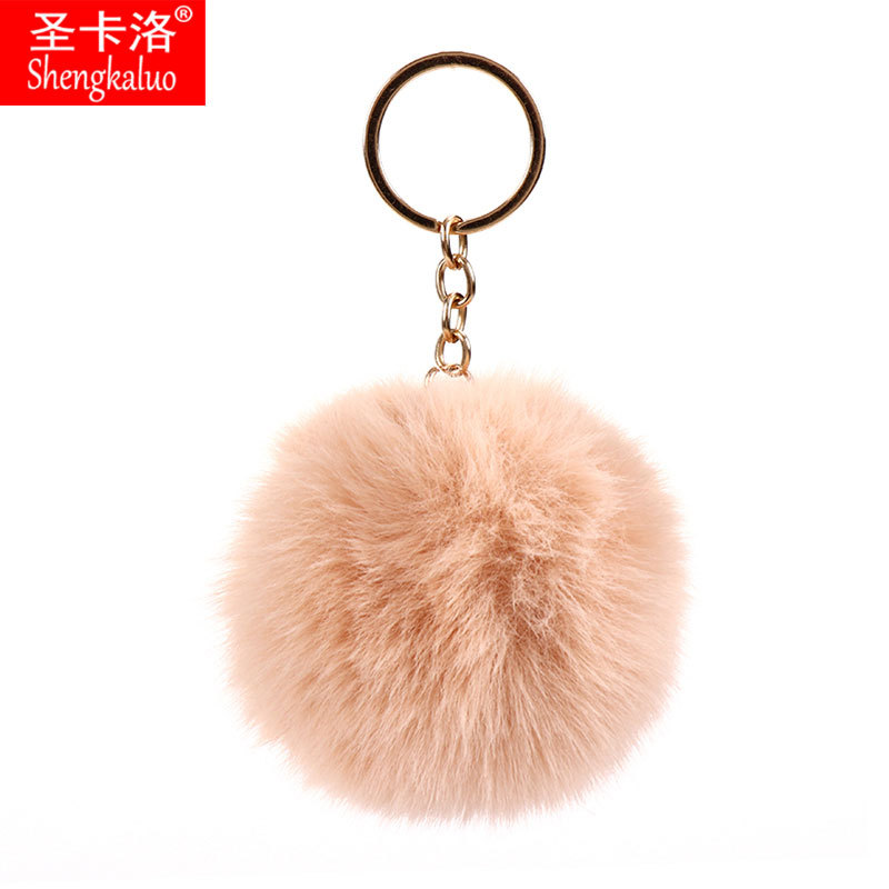 Elemento verde colgante cuerda llavero de peluche de piel artificial bolsa de lana corta colgante damas colgando bolsa accesorios al por mayor