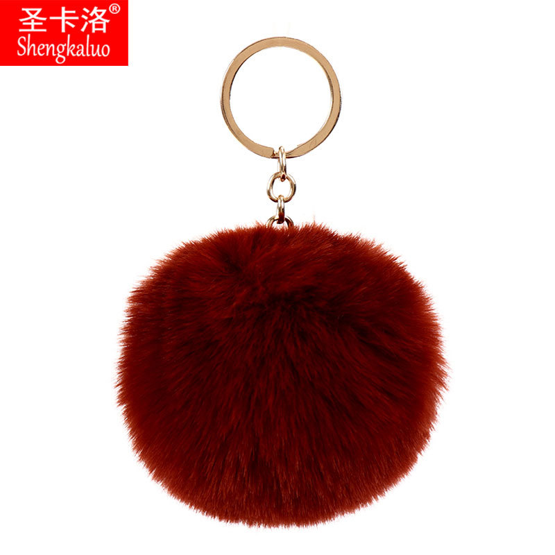 Elemento verde colgante cuerda llavero de peluche de piel artificial bolsa de lana corta colgante damas colgando bolsa accesorios al por mayor