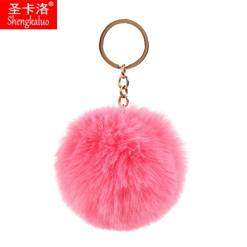 Elemento verde colgante cuerda llavero de peluche de piel artificial bolsa de lana corta colgante damas colgando bolsa accesorios al por mayor