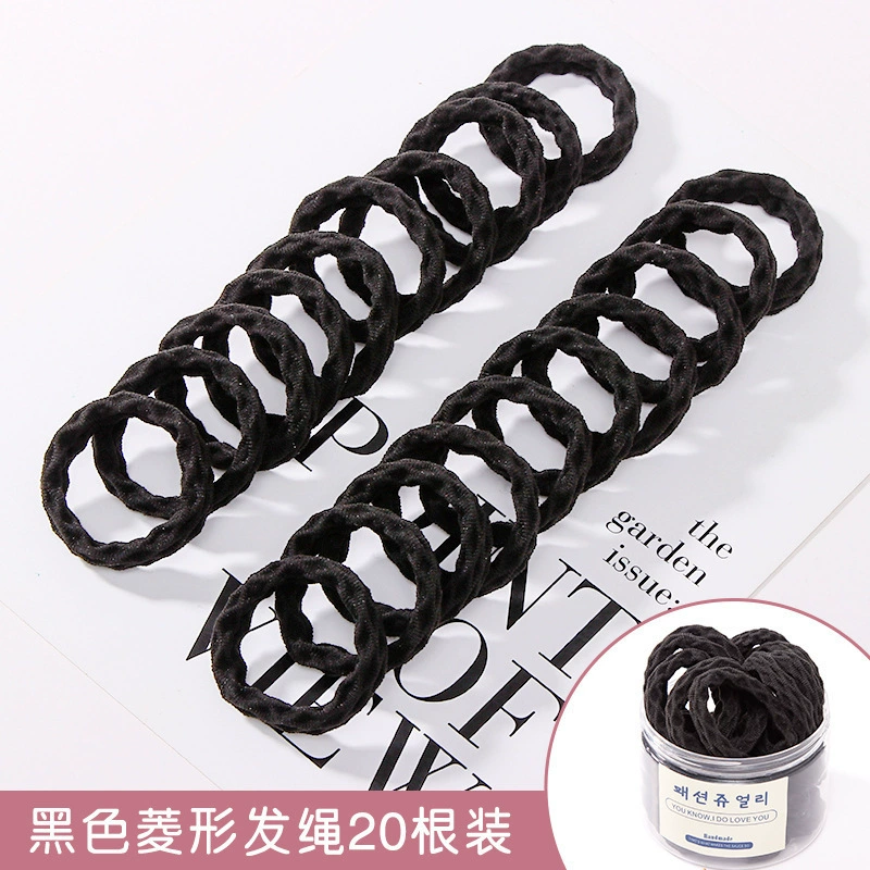 Hair Rope Set (cute harmless) Korean-Style Elastic Hair Ties, No Hair Damage, 20 pcs Jar