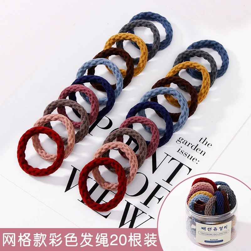 Hair Rope Set (cute harmless) Korean-Style Elastic Hair Ties, No Hair Damage, 20 pcs Jar