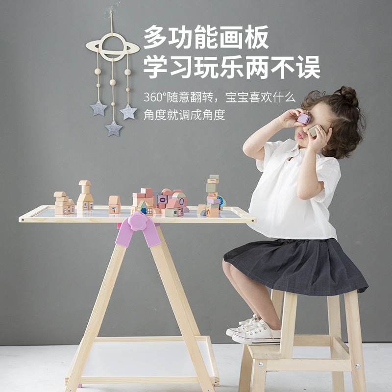 Tablero de dibujo para niños Soporte de tablero de escritura magnética de doble cara Tablero de dibujo de escritura plegable ajustable