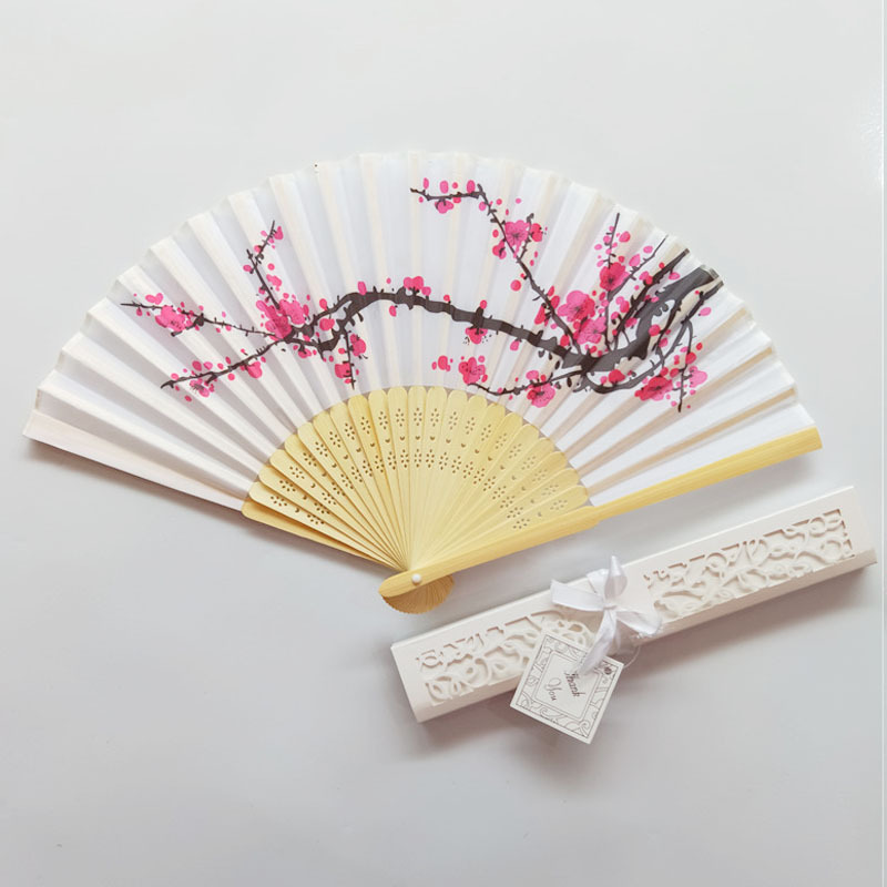 Ventilador plegable de estilo japonés ventilador plegable de satén ventilador elegante de estilo chino ventilador de tela ventilador de regalo ventilador diario rosa con cartón