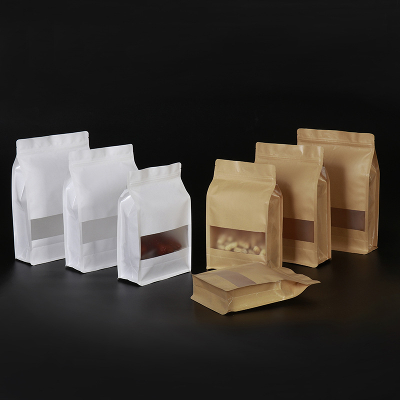 批发八边封牛皮纸袋自封自立袋坚果红枣花生枸杞休闲食品包装袋子