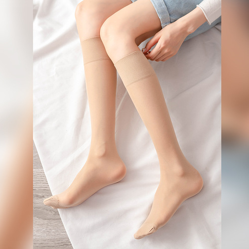 New half-cut transparent calf socks flesh-colored socks for women ultra-thin anti-snagging mid-calf stockings summer socks for women