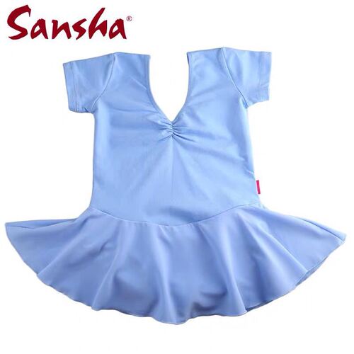 Children's Ballet Dance Suit for Three Sand, Summer Pure Cotton Short Sleeve Practice Bodysuit with Chiffon Skirt for Chinese Dance Examination Dance Wear
