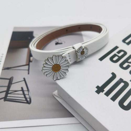 Little Daisy's new PU women's belt alloy smooth buckle fashionable simple trend versatile decorative belt