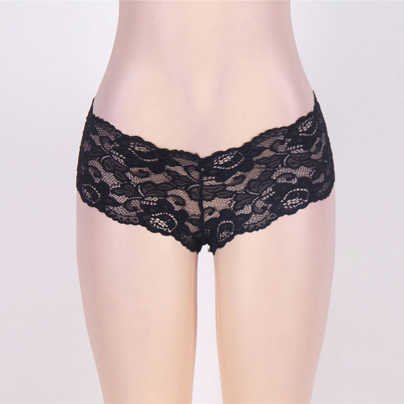 Fabricante exporta ropa interior femenina de talla grande, calzones tipo bóxer sexys de encaje jacquard con cintura media-baja, entrepierna de algodón acolchada, 6 colores