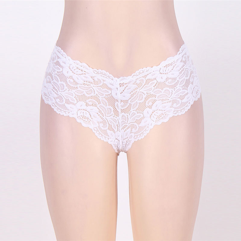 Fabricante exporta ropa interior femenina de talla grande, calzones tipo bóxer sexys de encaje jacquard con cintura media-baja, entrepierna de algodón acolchada, 6 colores