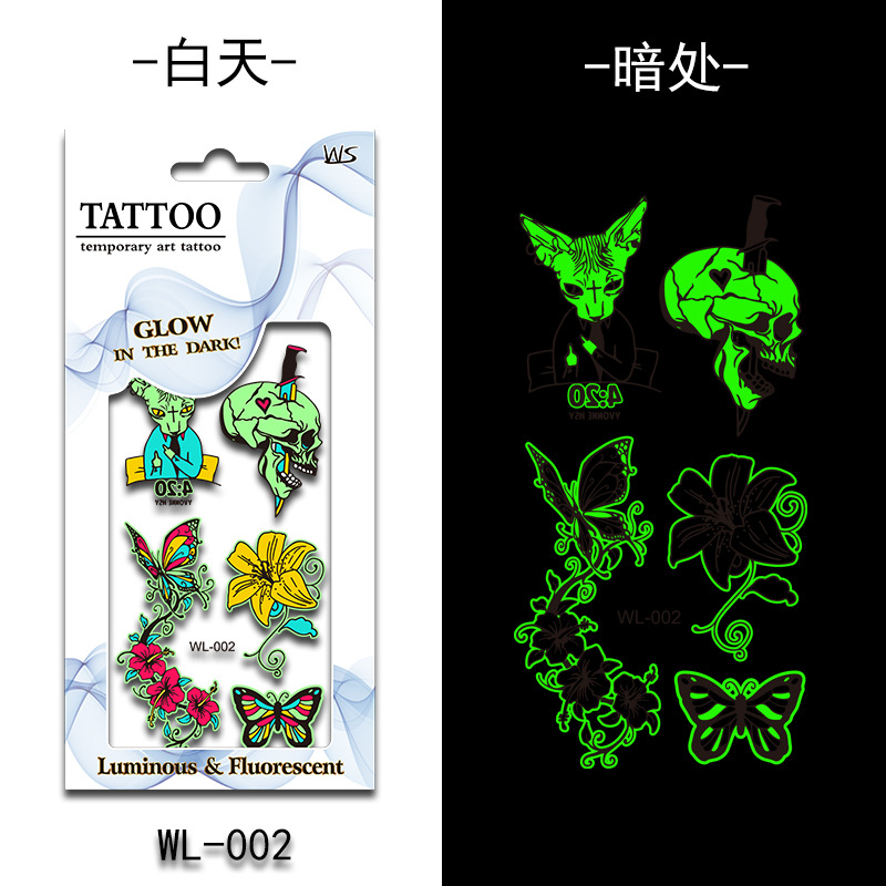Tatuajes Temporales Luminosos Fluorescentes de Papel de Transferencia de Agua para Halloween image 8