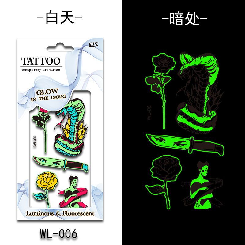 Tatuajes Temporales Luminosos Fluorescentes de Papel de Transferencia de Agua para Halloween image 12