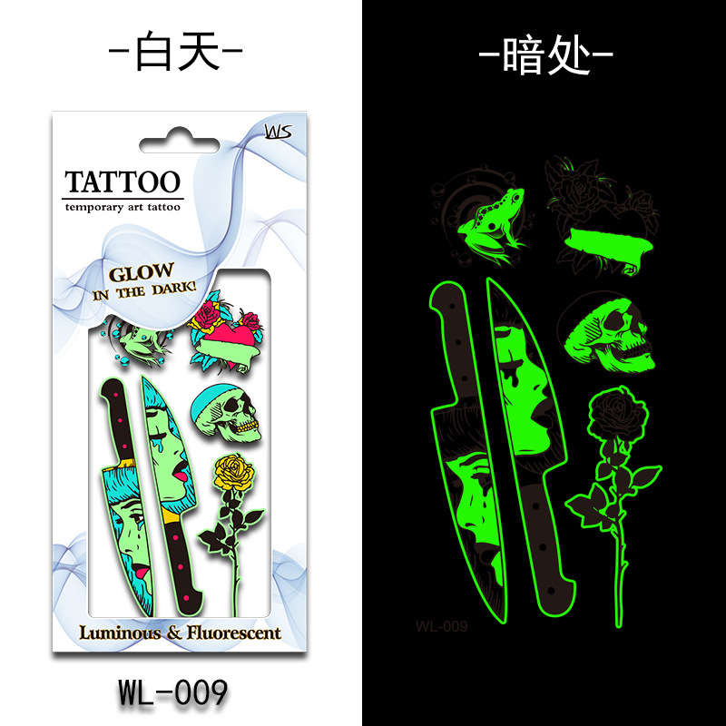 Tatuajes Temporales Luminosos Fluorescentes de Papel de Transferencia de Agua para Halloween image 15