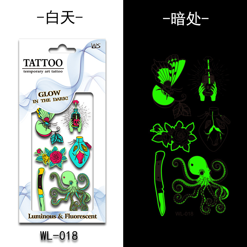 Tatuajes Temporales Luminosos Fluorescentes de Papel de Transferencia de Agua para Halloween image 24
