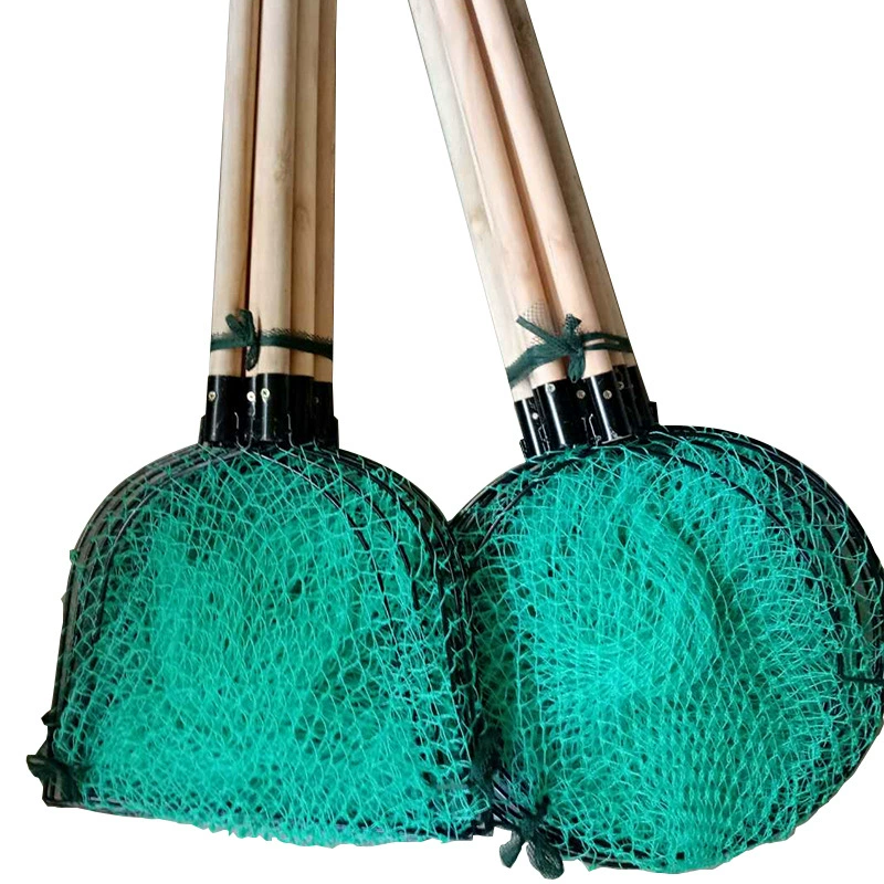 The wooden handle wood pad the meson steel circle fishing and fishing dual -frame 抄 木 网 木 木 木 木 polyethylene line bold line fishing net pocket