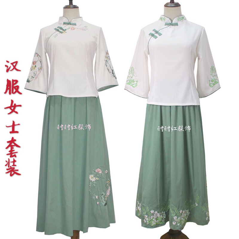 Republic of China Style Hanfu 2023 Spring and Summer New Cotton and Linen Embroidered Women's Improved Hanfu Republic of China Style Art Suit