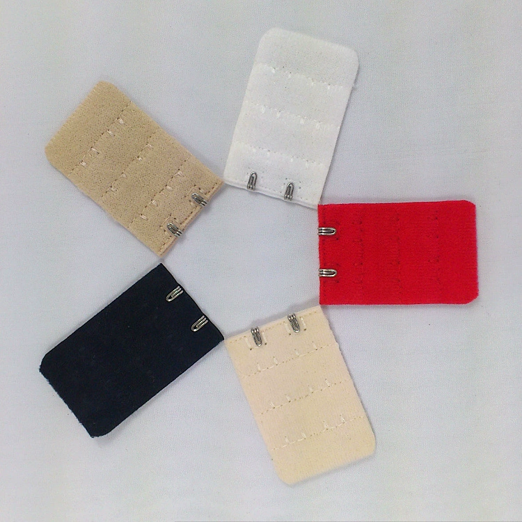Bra extension buckle pack, 3-row 2-hook polyester electroplated, 3.2×5 cm spacing 1.3 cm