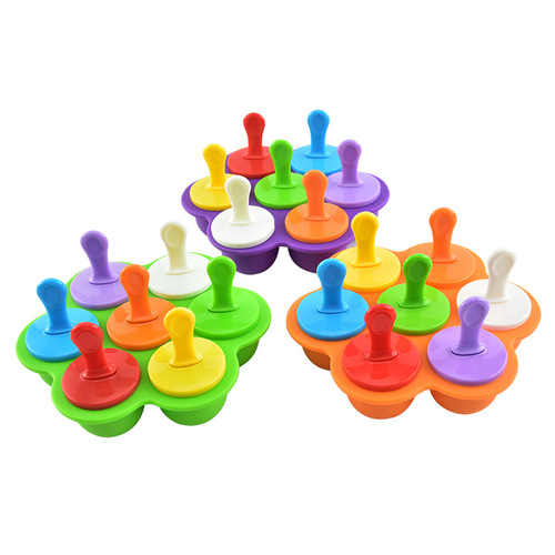 Creative 7-link silicone ice cream mold with lid for home DIY homemade popsicle mold ice cream mold popsicle