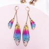 Long crystal earings, fresh earrings, gradient