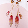 Long crystal earings, fresh earrings, gradient