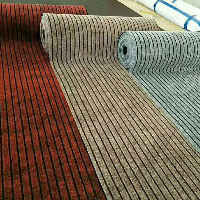 Fábrica al por mayor de PVC compuesto inferior siete rayas alfombra Hotel corredor puerta completa estera aceite-prueba absorbente alfombra de piso