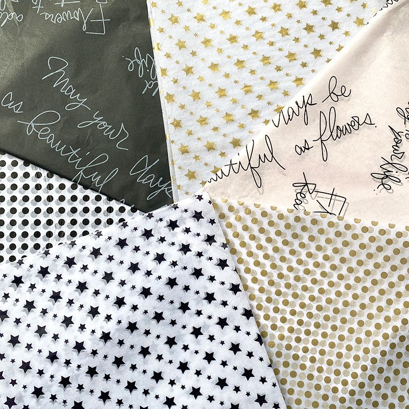 17 grams of flower packaging materials packaging paper stars dot letters small fresh copy paper Sydney paper wholesale