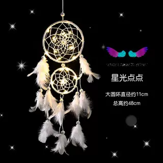 创意小夜灯捕梦网壁饰挂件两环捕梦网 简约装饰壁挂闺蜜生日礼物