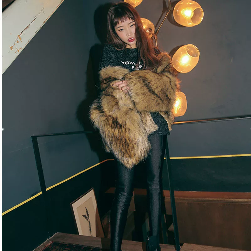 Женская искусственная меховая куртка из искусственного меха норки и енота, универсальная верхняя одежда для осени и зимы,  Amazon AliExpress, трансграничная торговля.