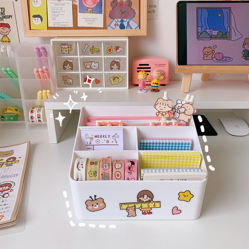 Ins Internet celebrity simple desktop storage box student dormitory cosmetics storage box cotton swabs makeup cotton sundry storage