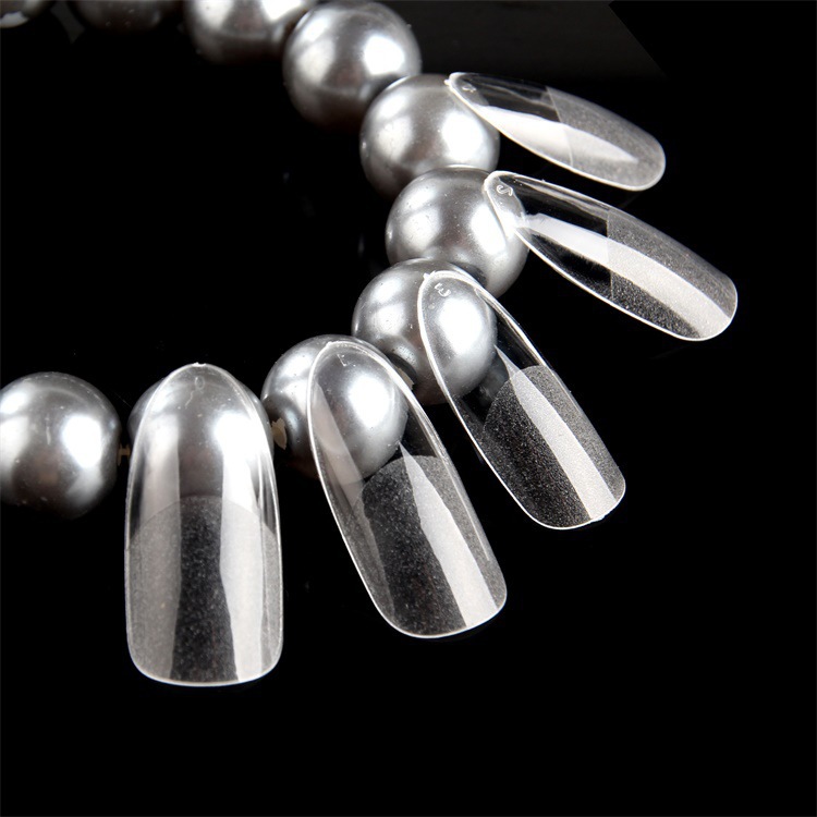 Nuevo estilo transfronterizo, uñas de uñas de cabeza redonda de parche completo, color transparente semi-mate, uñas postizas sin costuras, sin pulido, 360 piezas